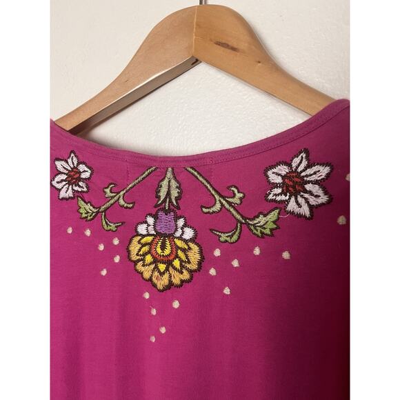 Johnny Was JWLA Embroidered Smocked Cotton Dress Sz Large Pink Floral Boho - Picture 7 of 9